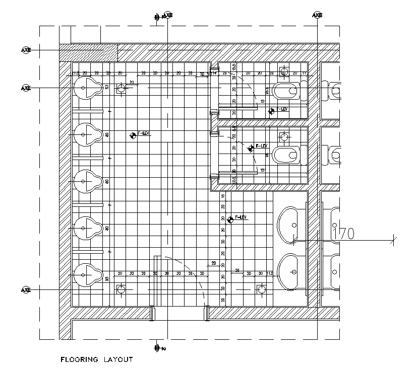 3x4.5m bathroom flooring layout AutoCAD drawing - Cadbull