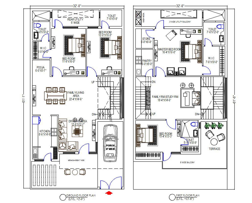 4-bhk-house-floor-plan-in-2000-sq-ft-autocad-drawing-cadbull