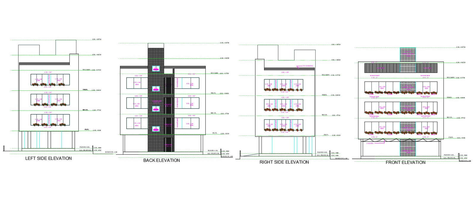 4 Storey Office Building Elevation Design Download Free AutoCAD File ...