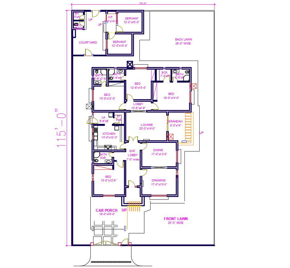 4 Bhk Flat Plan Cadbull