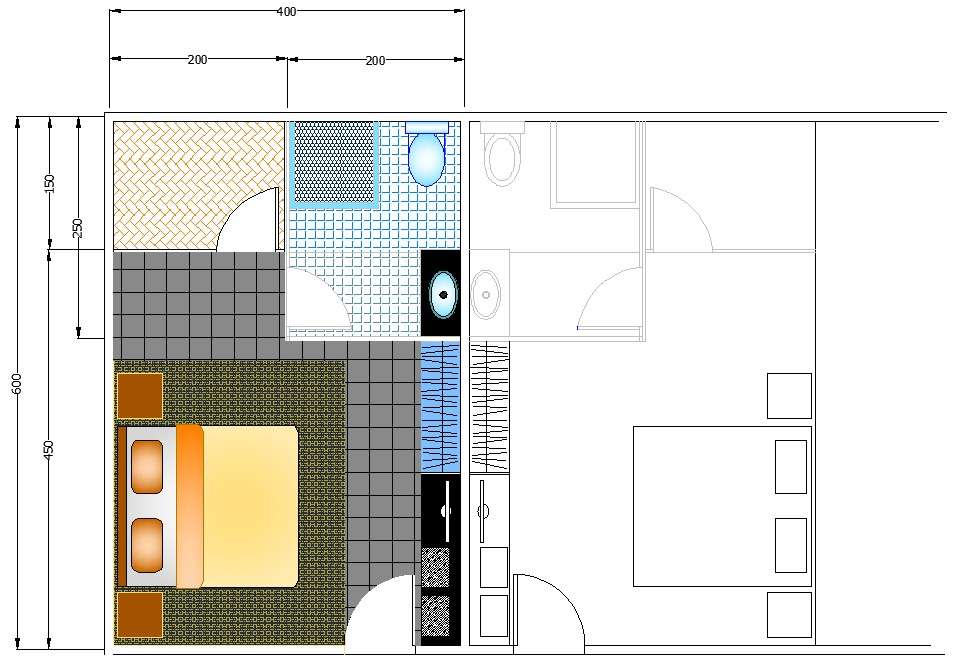 X Mm Master Bedroom With The Attached Toilet And Attached Balcony Room Furniture Drawing