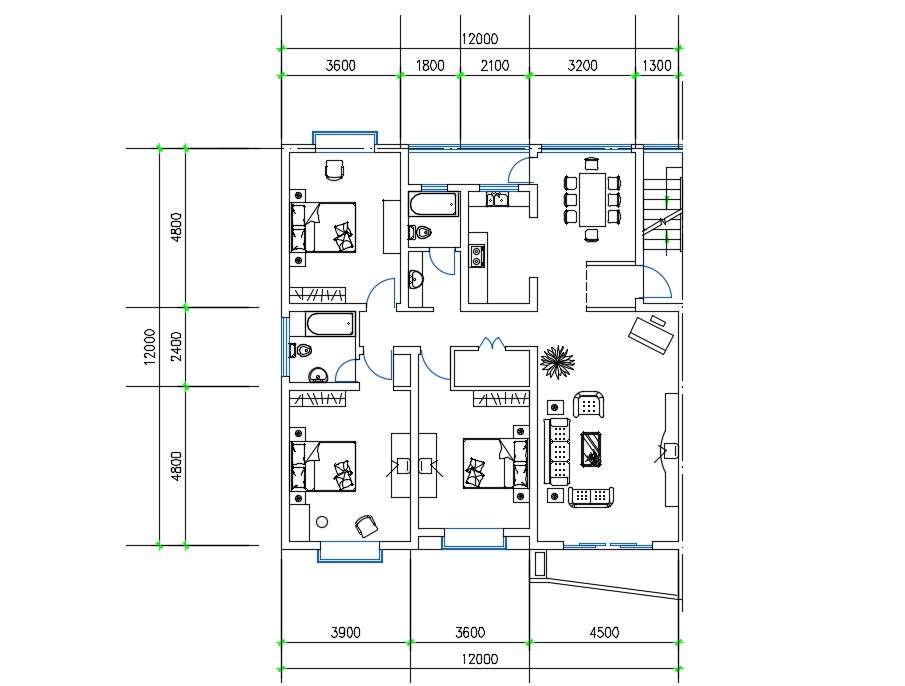 40X40 Meter House Layout Plan AutoCAD Drawing DWG File - Cadbull
