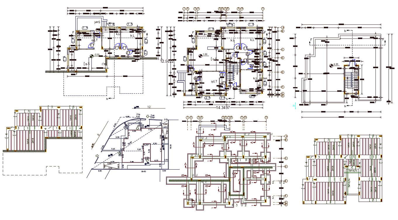 40 X 45 House Plan Autocad File 200 Square Yards Cadbull