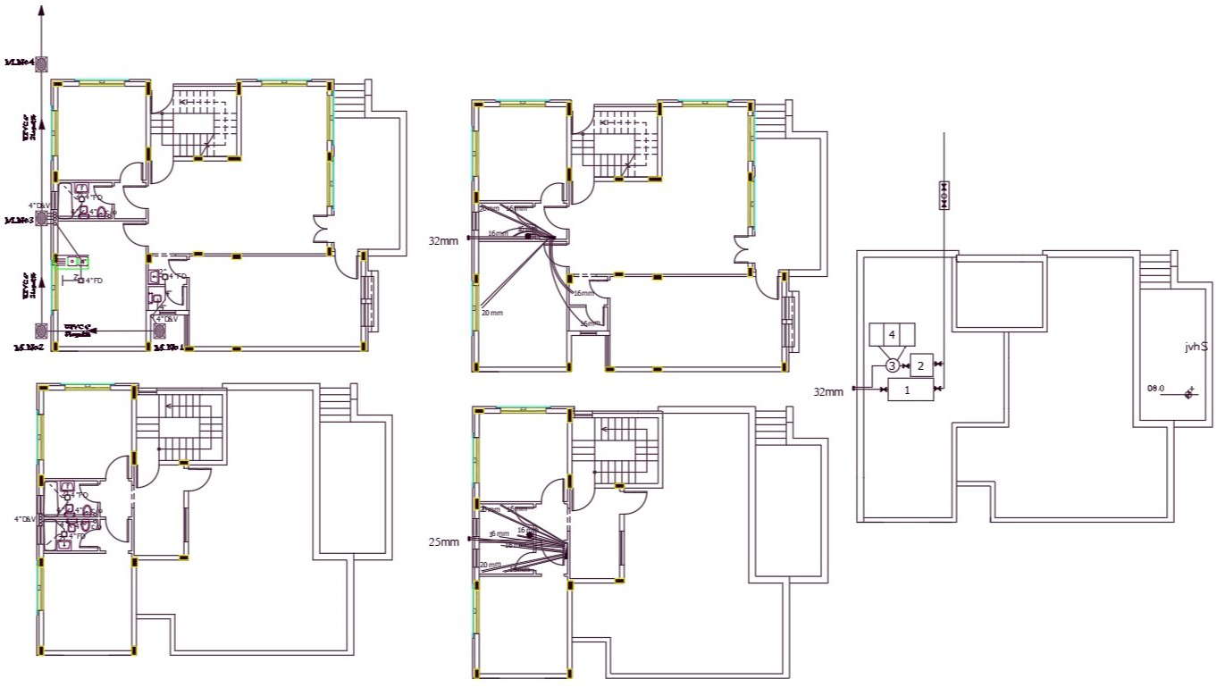 40 X 45 House Plumbing Layout Plan Design DWG File - Cadbull