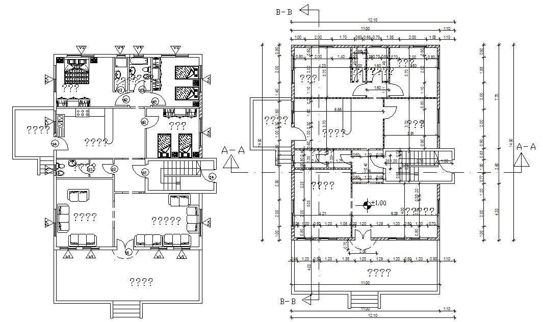 X Feet Residence Bhk Bungalow Cad Plan Cadbull