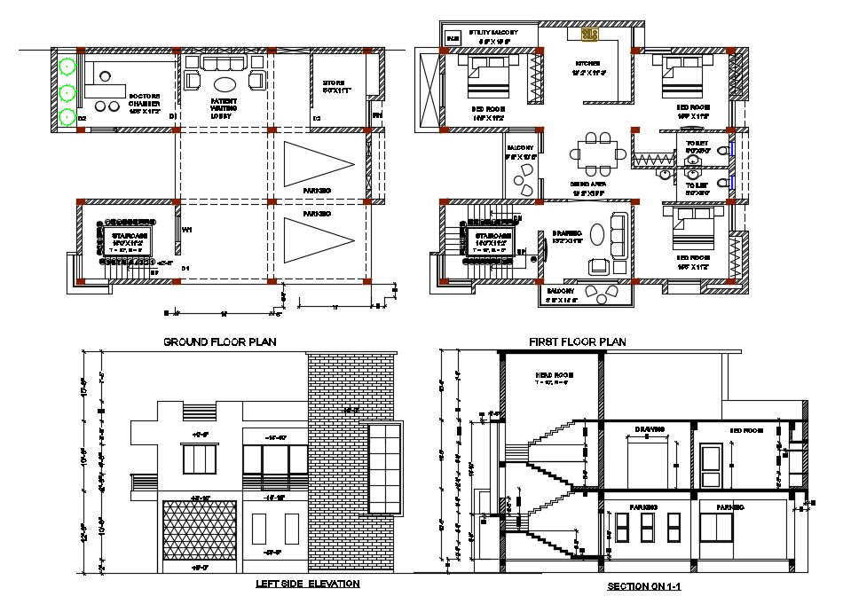 50x80 Ft House Plan Autocad Drawing Download Dwg File