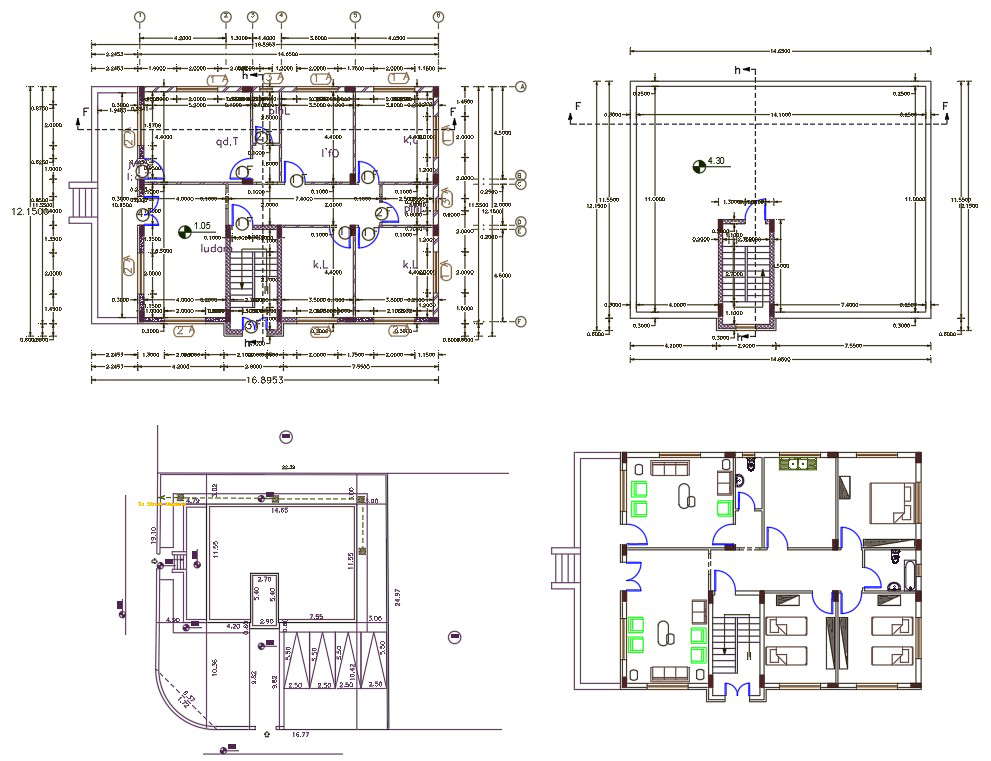 40' X 55' House Plan DWG File (2200 Square Feet) - Cadbull