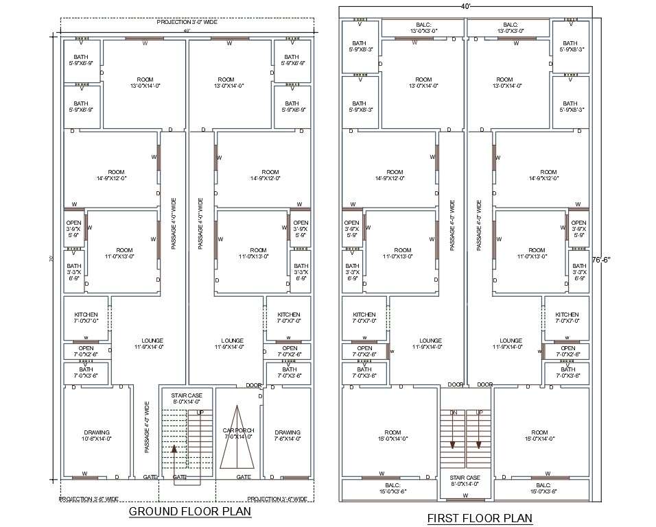 40 X 70 Apartment 3 BHK House Plan AutoCAD File  Cadbull