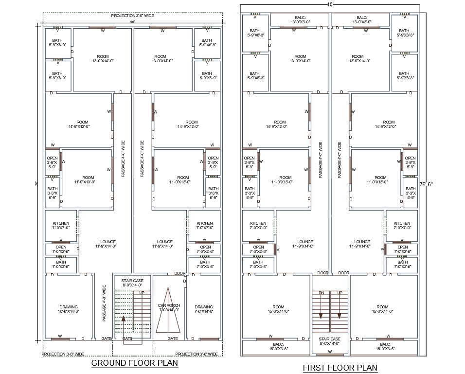 40 X 70 Apartment 3 BHK House Plan AutoCAD File  Cadbull