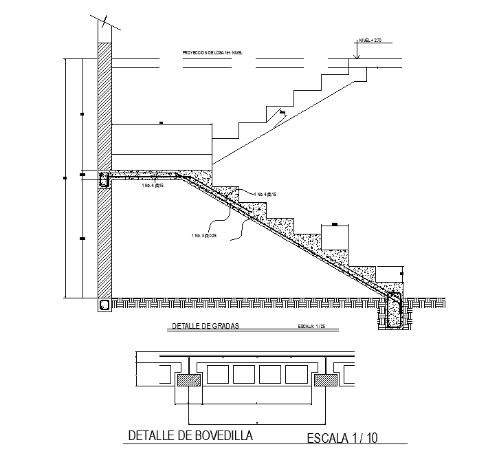 40x11m house plan of staircase section view is given in this AutoCAD ...