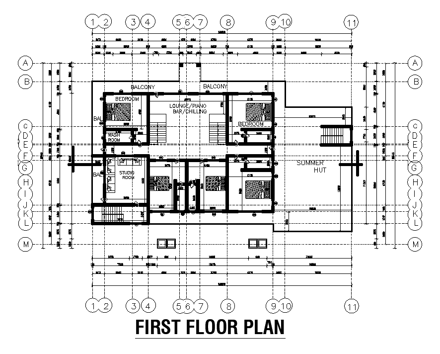 40x26m First Floor House Plan Is Given In This Autocad Drawing Filedownload Now Cadbull