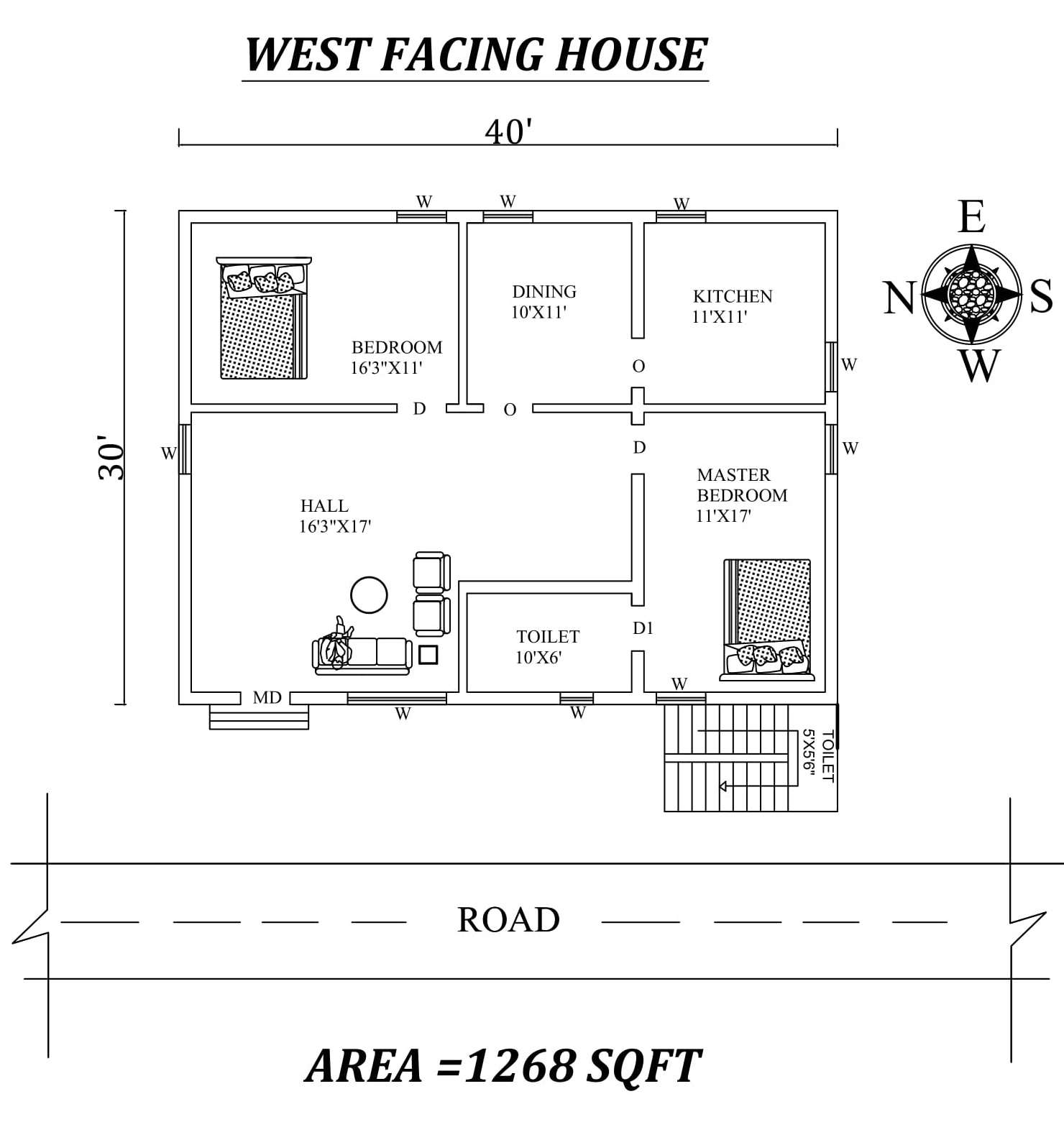 27 X56 6 Marvelous 2bhk West Facing House Plan As Per Vastu Shastra   40x30Marvelous2bhkWestfacingHousePlanAsPerVastuShastraAutocadDWGandPdffiledetailsMonMar2020125017 