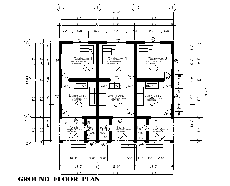 40x32 Ground Floor House Plan Is Given In This Autocad Drawing File Download Now Cadbull