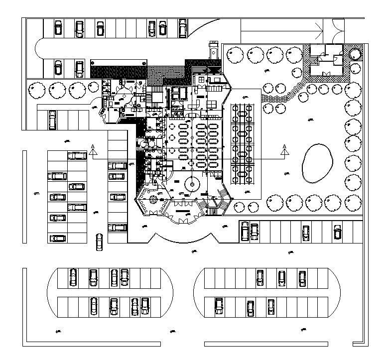 41X45 m first floor restaurant plan is given in this AutoCAD drawing ...