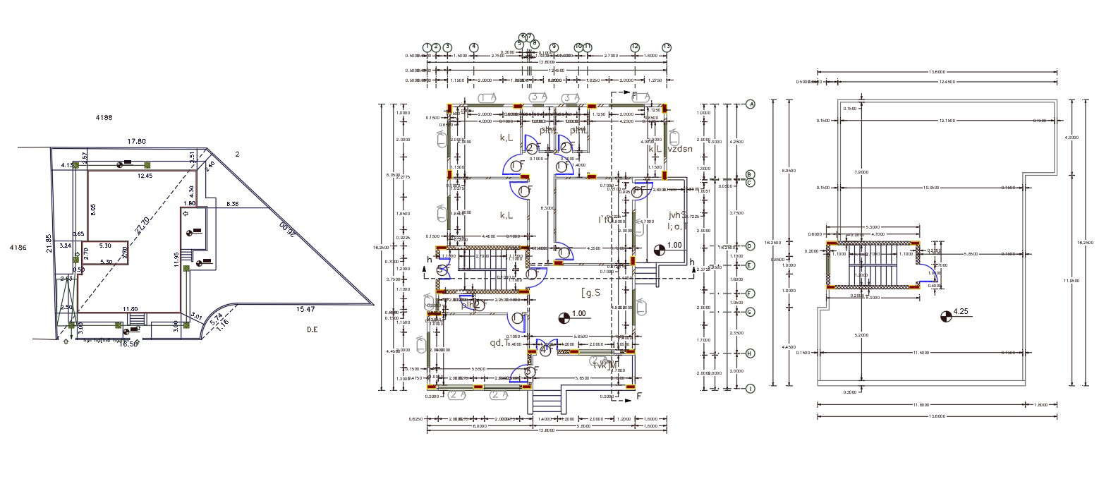 42' X 52' Feet Plot Size For 3 BHK House Plan Cadbull