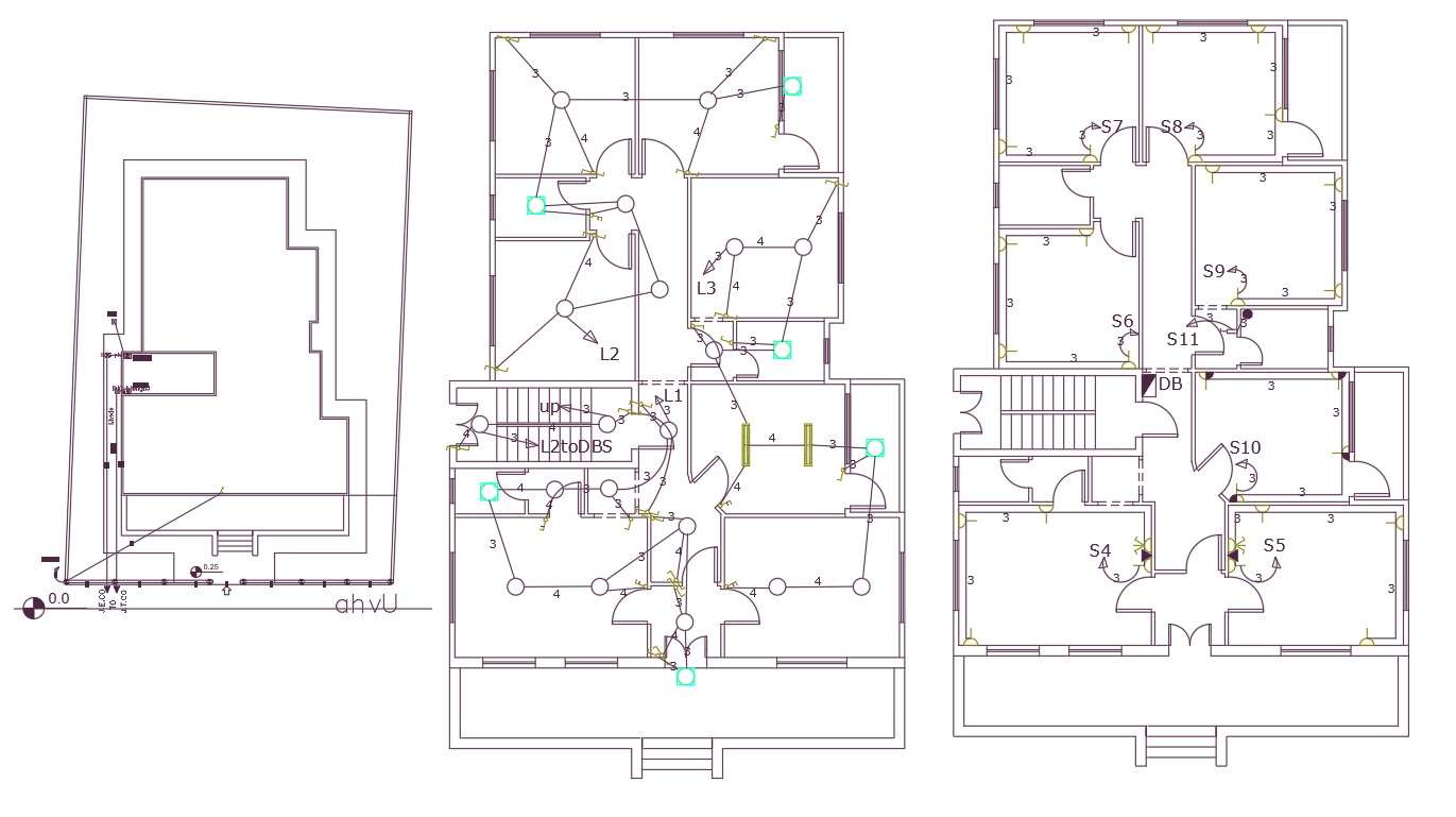 42 X 65 Feet Plot Size For 4 BHK House Electrical Layout Plan - Cadbull