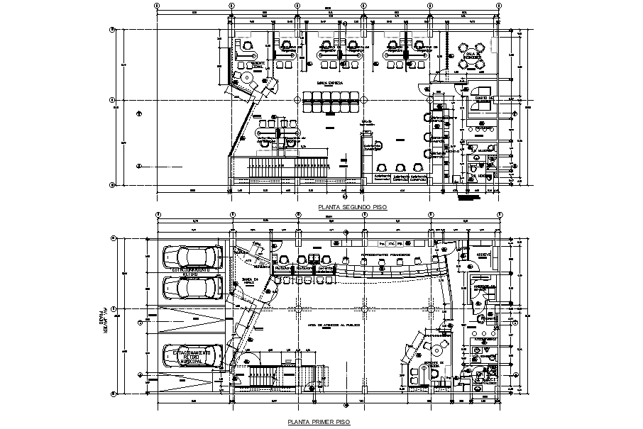 43x23m first floor bank plan is given in this Autocad drawing file ...