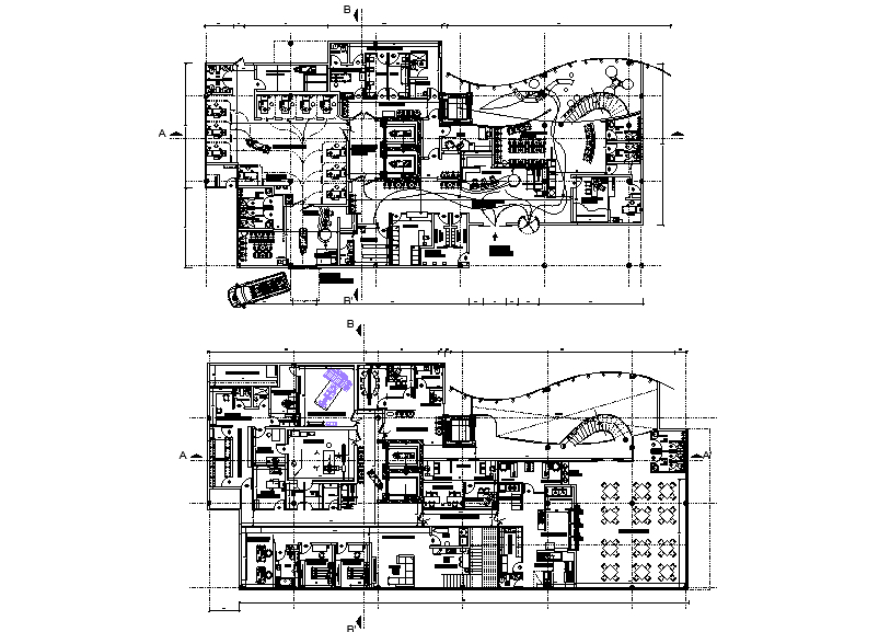 44x20m hospital plan is given in this Autocad drawing file. Download ...