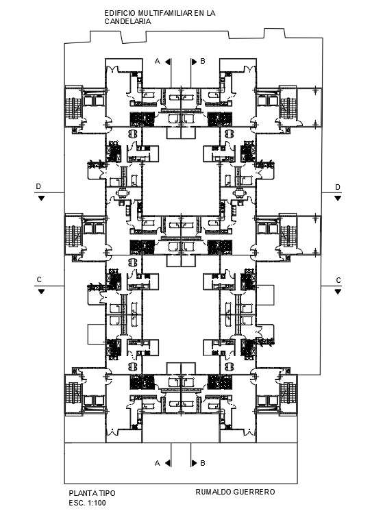 44x70m apartment plan is given in this Autocad drawing file.Download ...