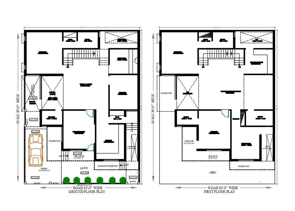 45 X 60 Residential Floor Plan Dwg File Cadbull – Winder Folks