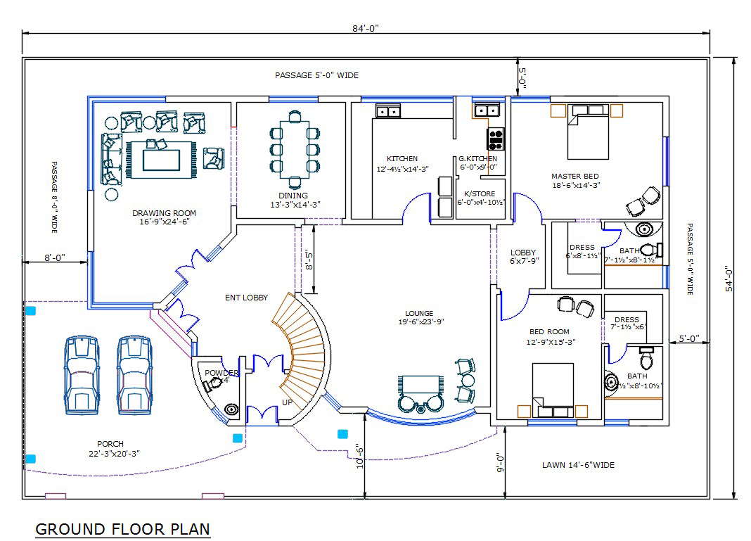 Ground Floor Plan Of House With Detail Dimension In Dwg File Cadbull