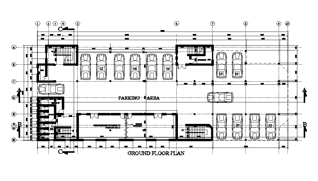 45x18m ground floor church plan is given in this Autocad drawing file ...