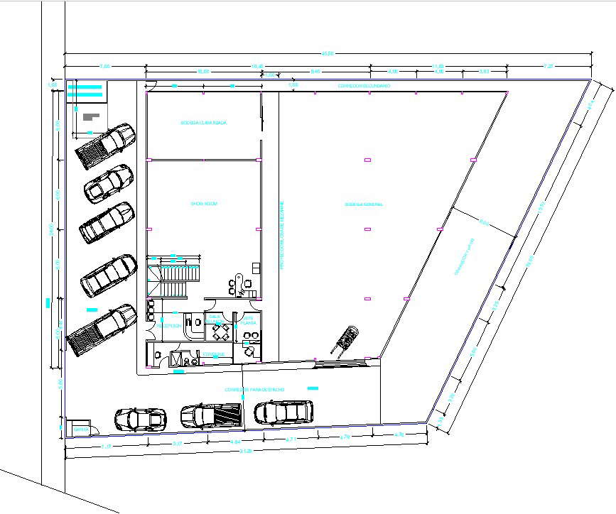 45x24m ware house & office ground floor plan AutoCAD model - Cadbull