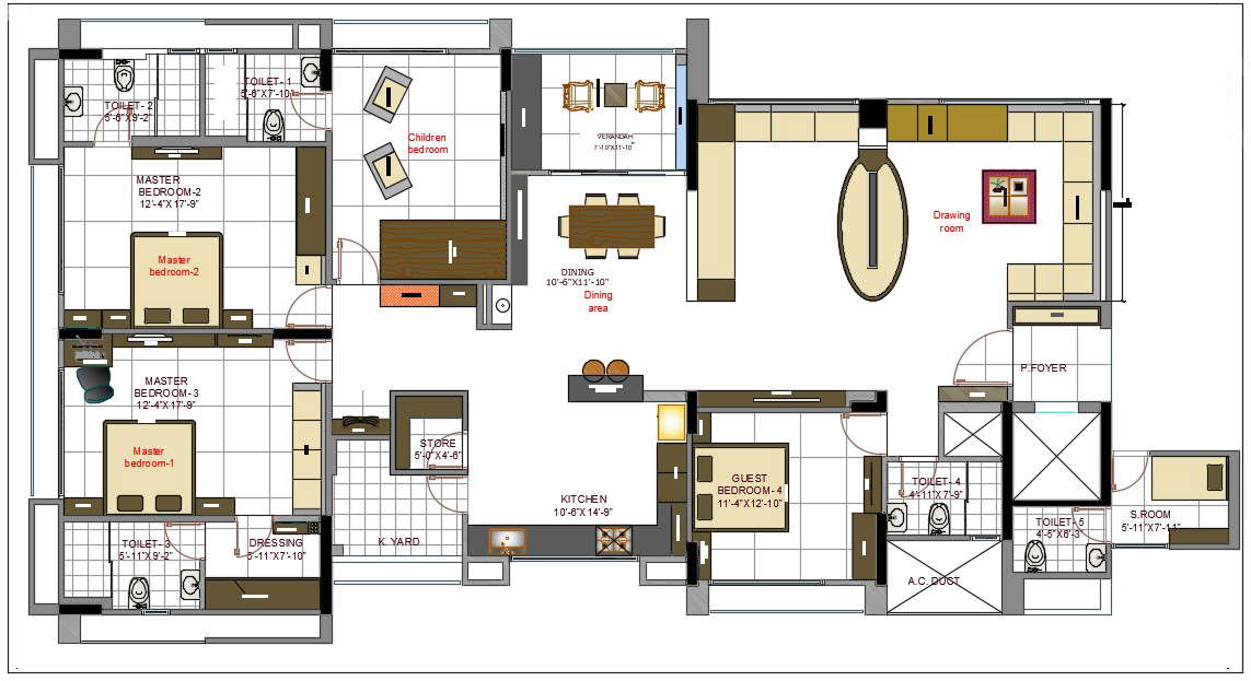 X Autocad Bhk House Interior Layout Cad Drawing Dwg File Cadbull