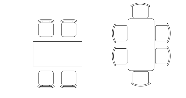 4 & 6 seated rectangular dining table plans are given in this CAD model ...