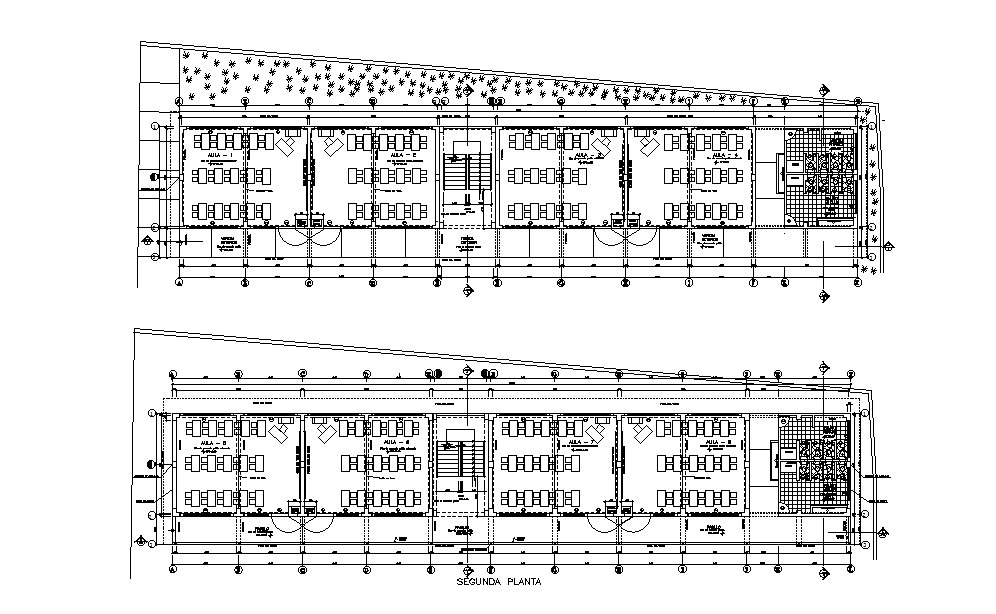 46x9m school building plan is given in this Autocad drawing file ...