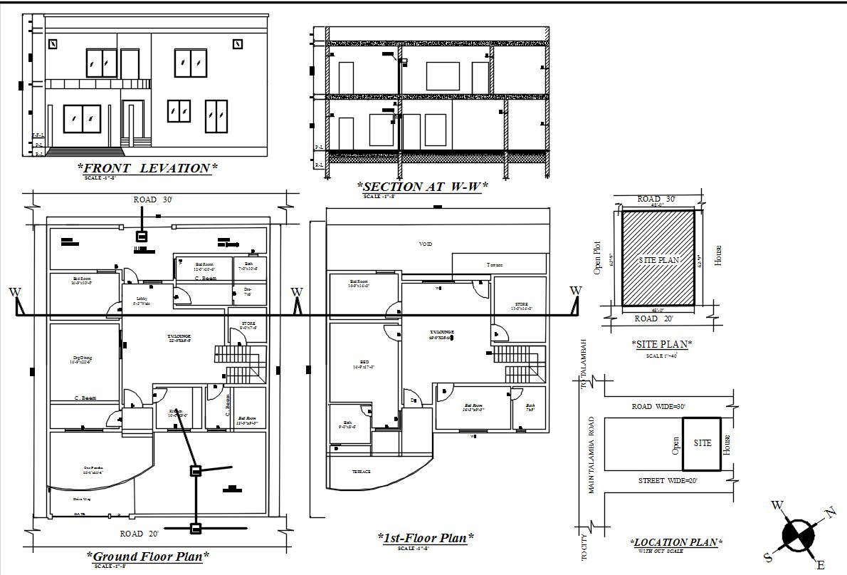 48 x62 9 House Floor Plan Design With Details In AutoCAD 2D Drawing 