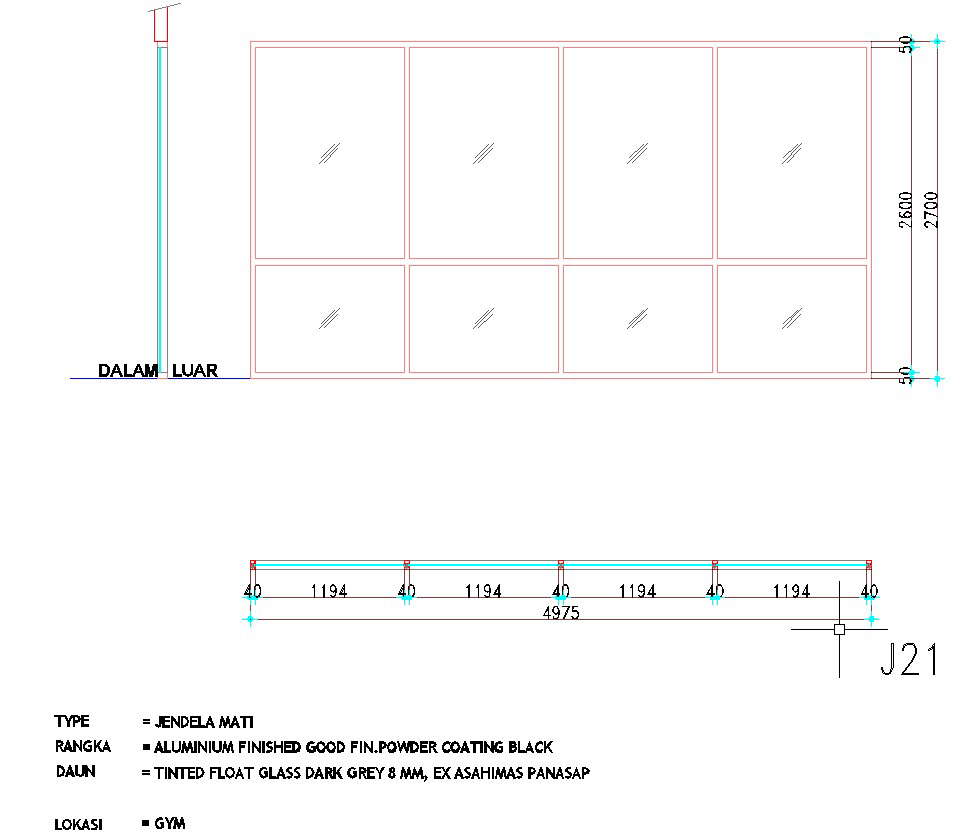 4975×2700 sized section window design is given in AutoCAD drawing, CAD ...