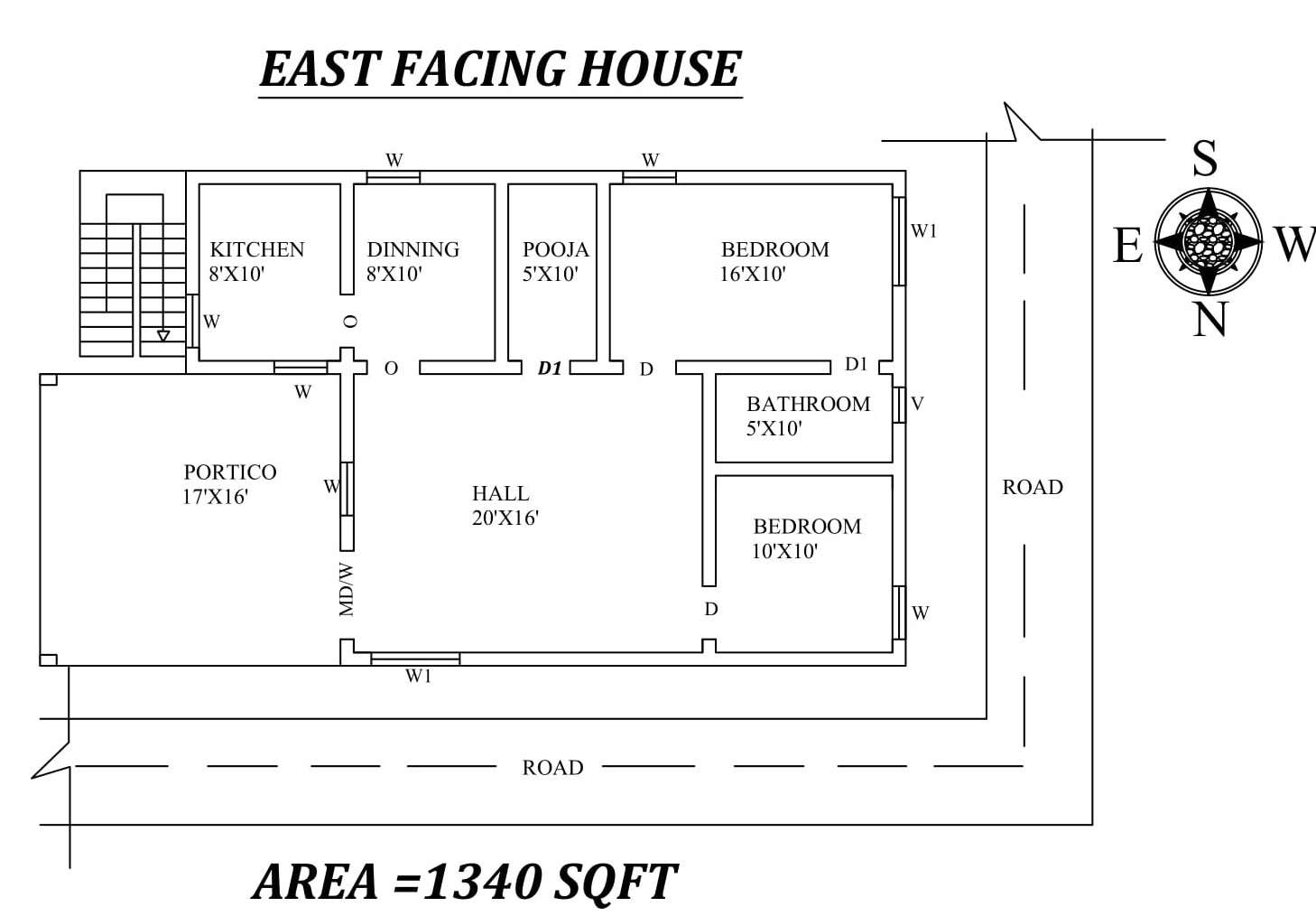 49'X28' The Perfect 2bhk East facing House Plan As Per Vastu Shastra ...