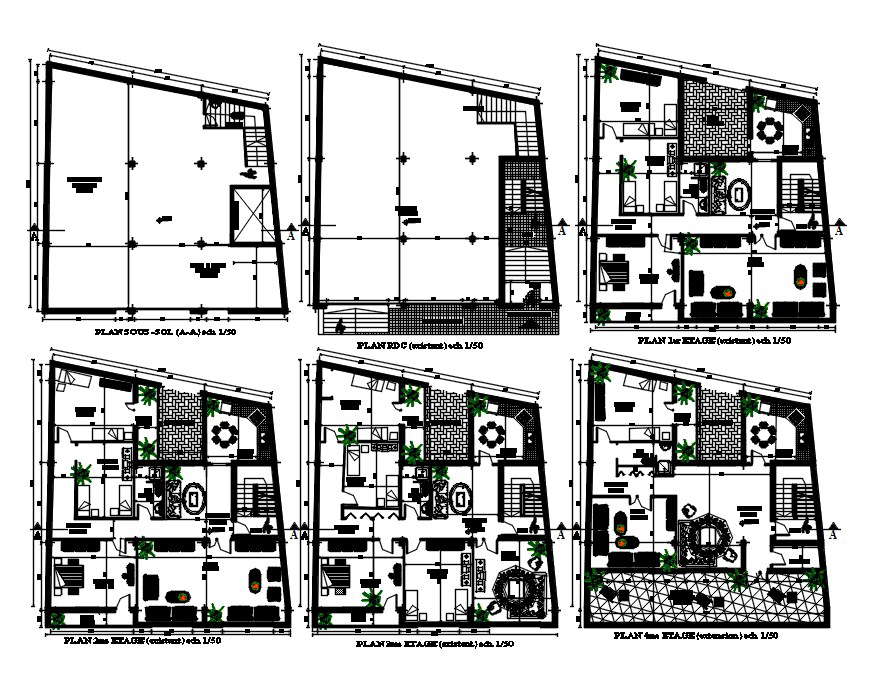 4 Bhk 3 Bhk And 1 Bhk Apartment House Plan Autocad Drawing Download Dwg File Cadbull