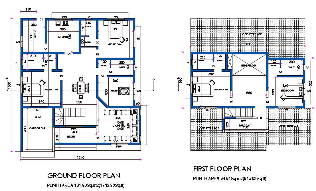 4 Bhk Architecture House Plan Design Dwg File Cadbull Images And Photos Finder