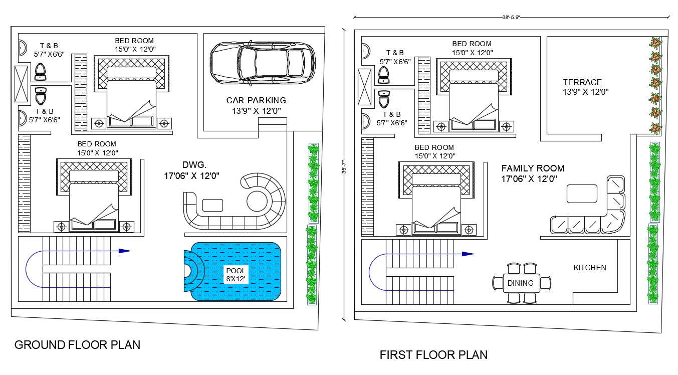 4 Bhk House Plan Dwg File Cadbull Images And Photos Finder