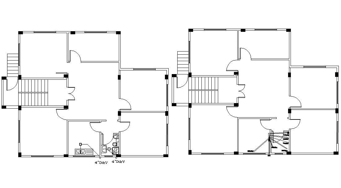 4 Bhk House Plan Autocad Drawing Cadbull Images