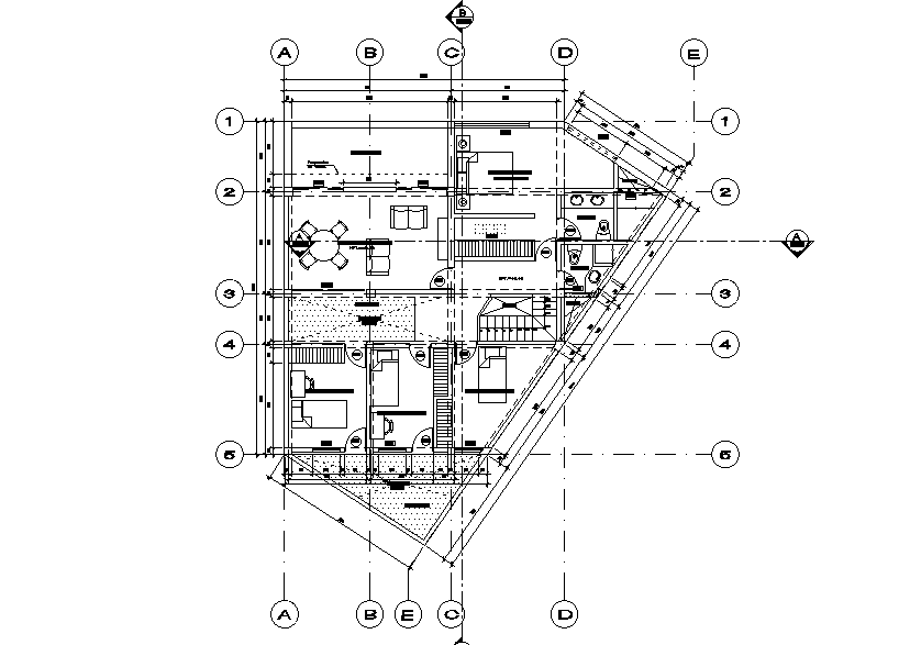 4 Bedrooms house layout Plan AutoCAD Drawing Download DWG File - Cadbull