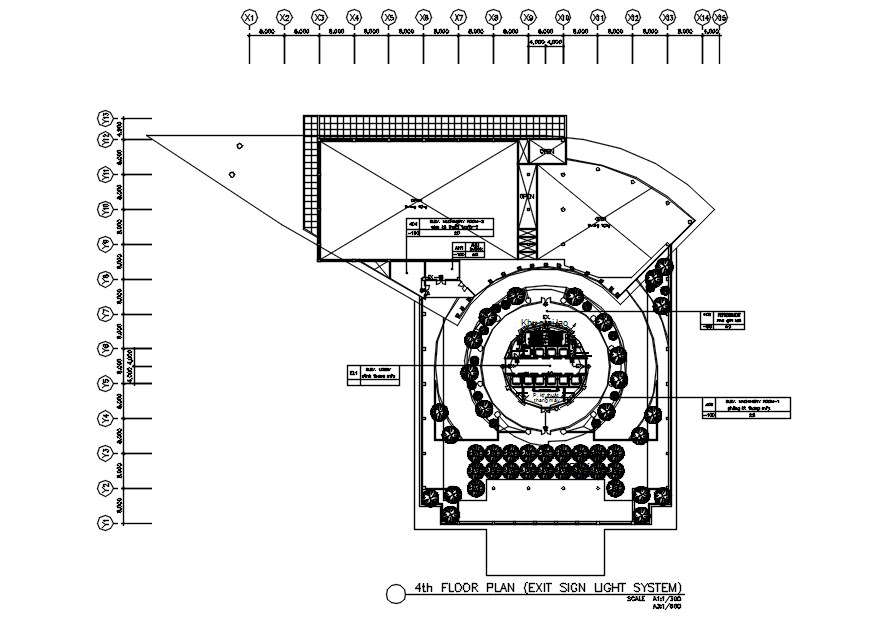 4th floor plan of exit sign light system in detail AutoCAD drawing, dwg ...