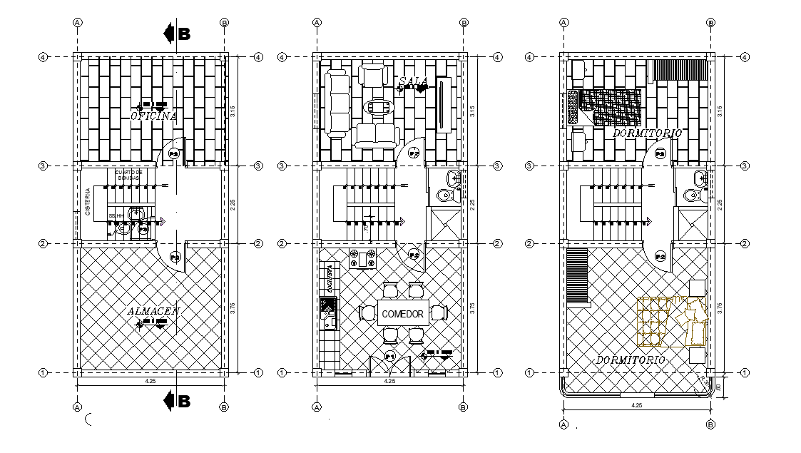 4x10m office cum residential building plan is given in this Autocad ...