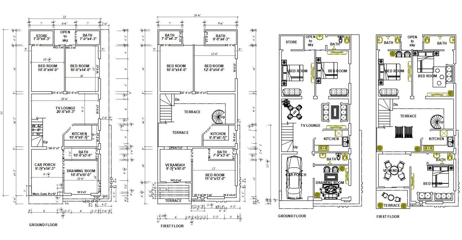 5 Bhk Luxurious House Furniture Layout Plan With Dimension Autocad File Cadbull