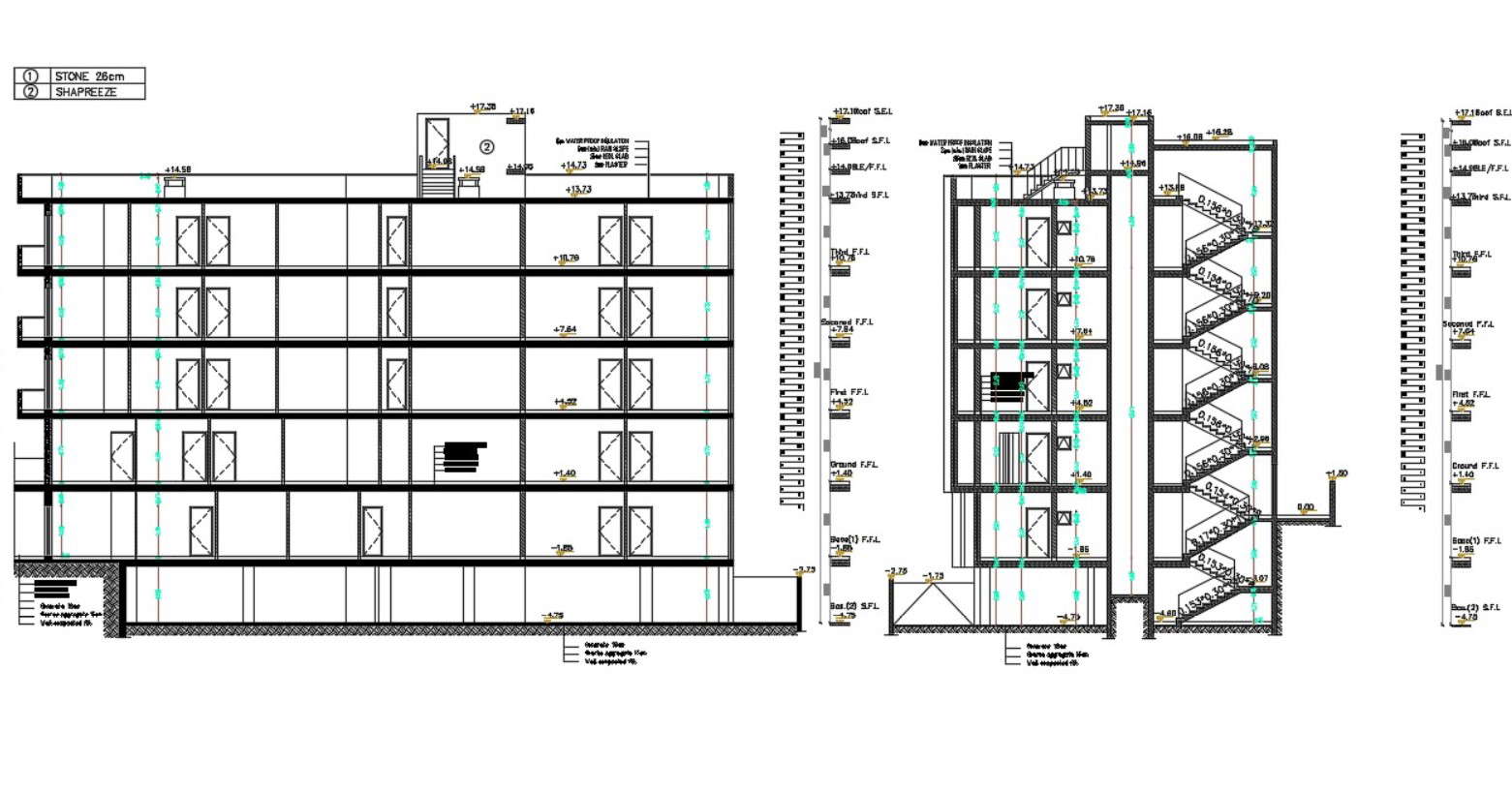 5-storey-building-section-drawing-with-dimension-cadbull