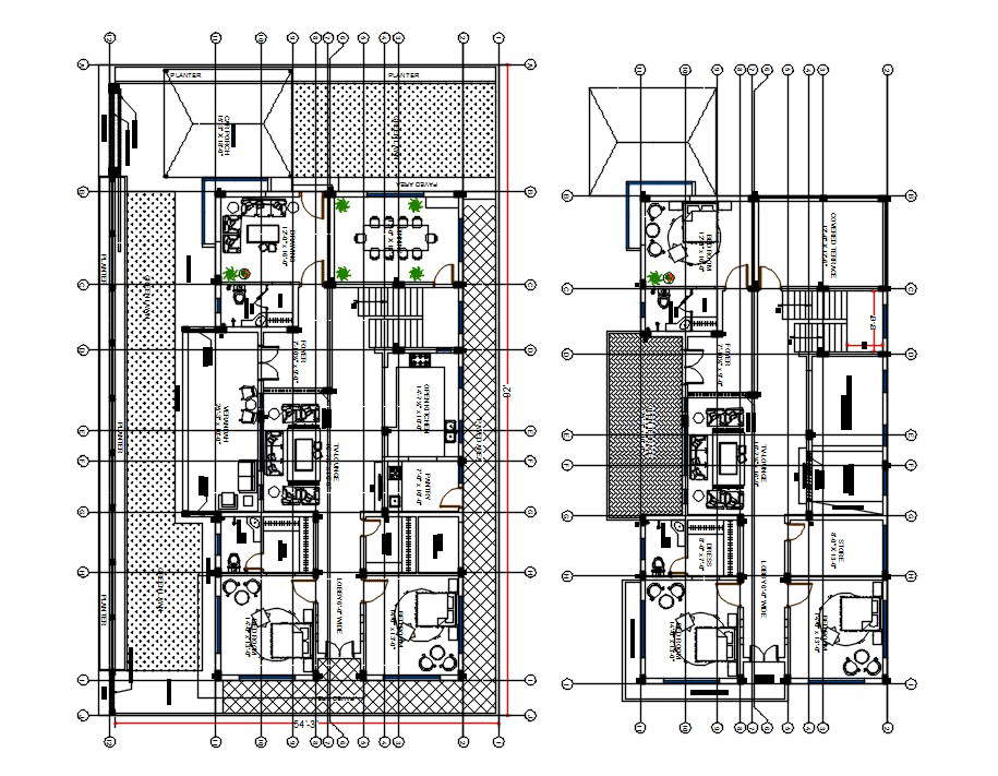 5000 Square Feet 5 BHK House Plan With Center Line AutoCAD File - Cadbull