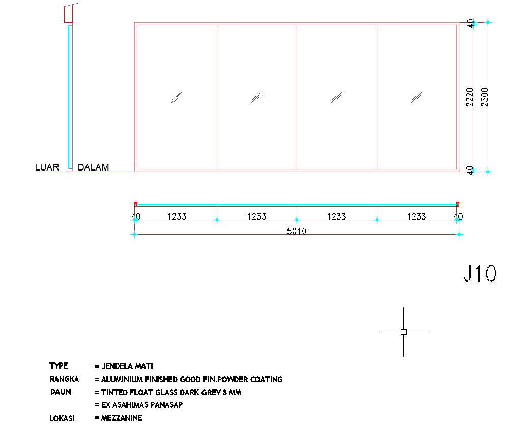 5010×2300 sized section window design is given in AutoCAD drawing, CAD ...