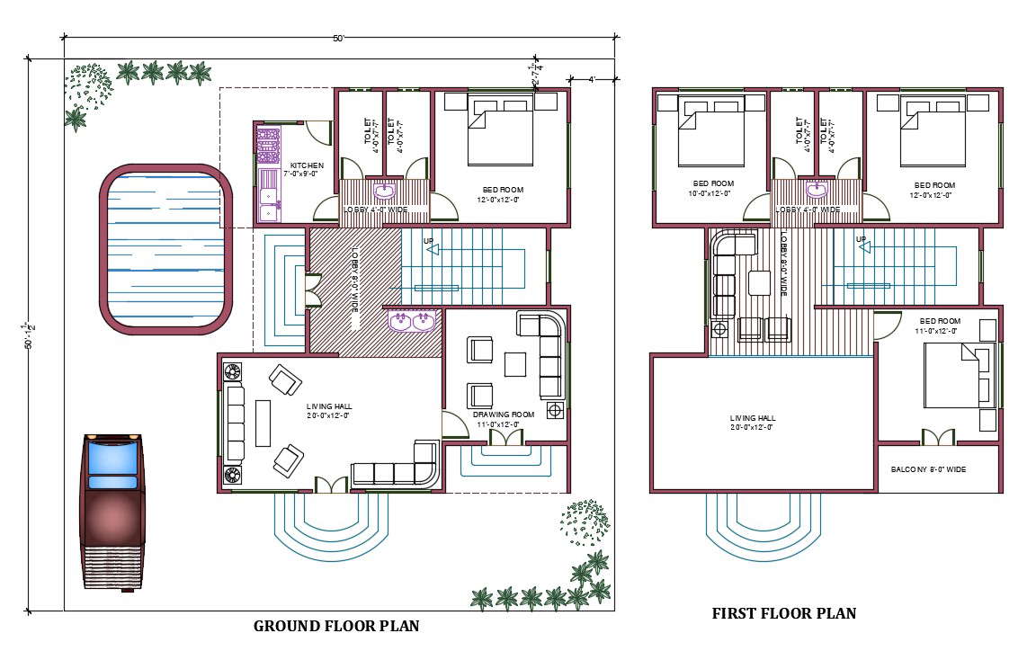 50x50-house-plan-autocad-drawing-download-dwg-file-cadbull