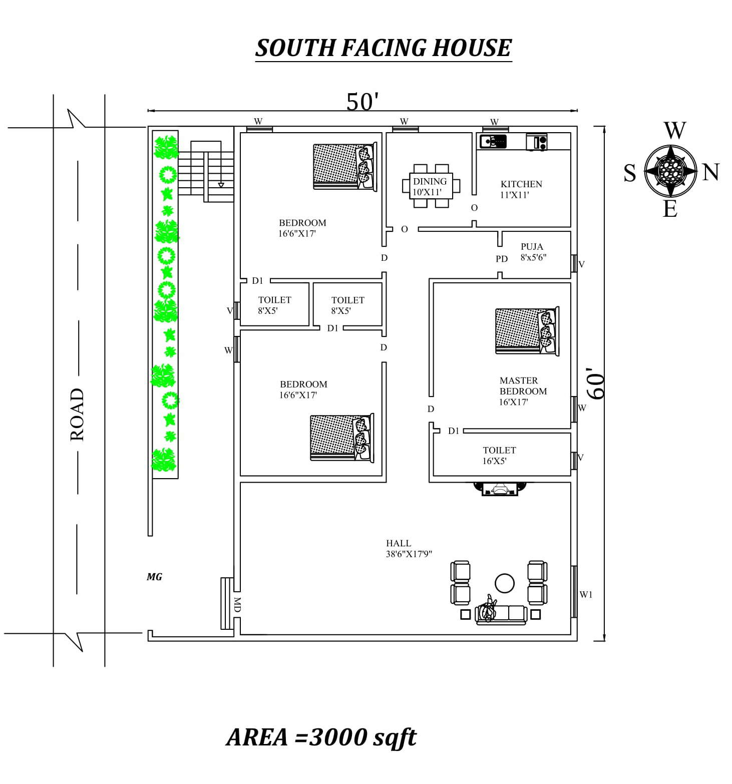 50-x60-3bhk-south-facing-house-plan-as-per-vastu-shastra-autocad-dwg-and-pdf-file-details