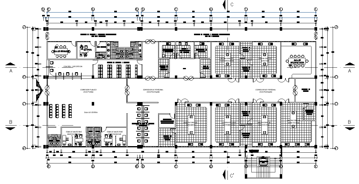 50x23m Architectural Laboratory Plan Is Given In This 2d Autocad Dwg Drawing File Download The 
