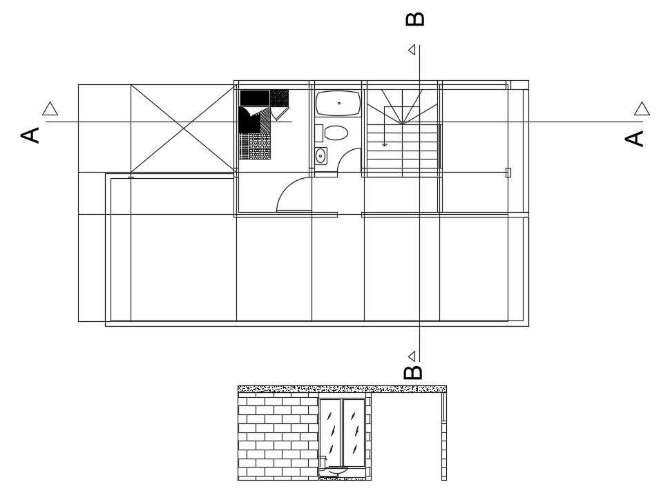 50’x23’ second floor house plan is given in this AutoCAD drawing file ...