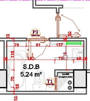 5.24m2 common bathroom plan view is given in this 2D AutoCAD drawing ...