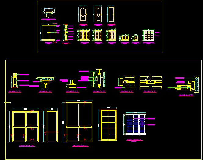 Door and window detail cad drawings are given in this cad file ...